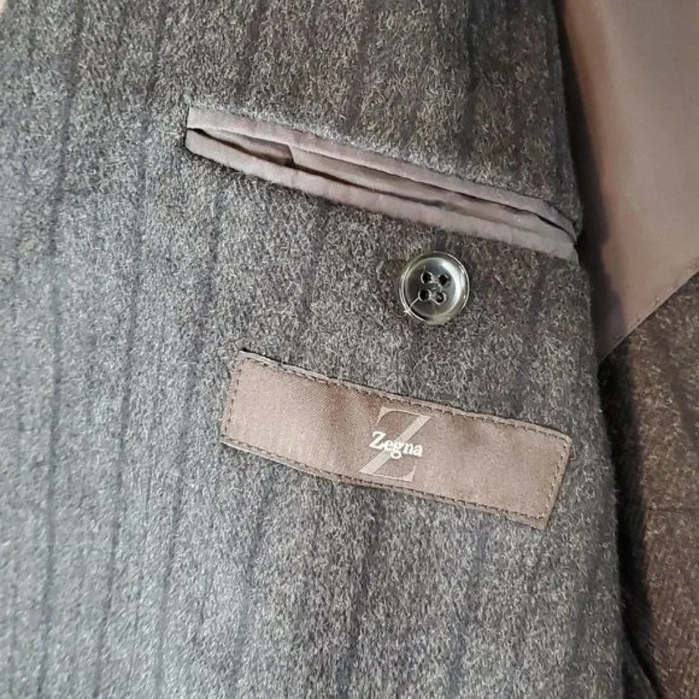 Z Zegna Unstructured Sport Coat Wool Angora Gray Stripe 48‎ EU 38 US